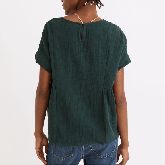 NWT Madewell Lightspun Cuffed-Sleeve Shirred Top - Picture 2 of 7